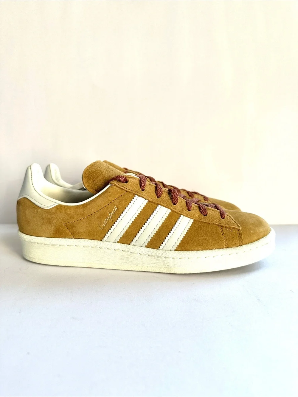 ADIDAS MEN CAMPUS 80s MESA GOLDEN BROWN/WHITE/OFF WHITE SNEAKERS RARE NEW Sz7.5